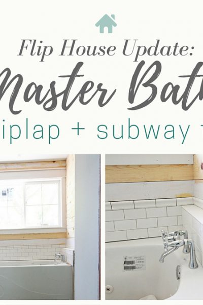 shiplap + subway tile = farmhouse master bath awesomeness! Master Bath progress at the Flip House | theharperhouse.com