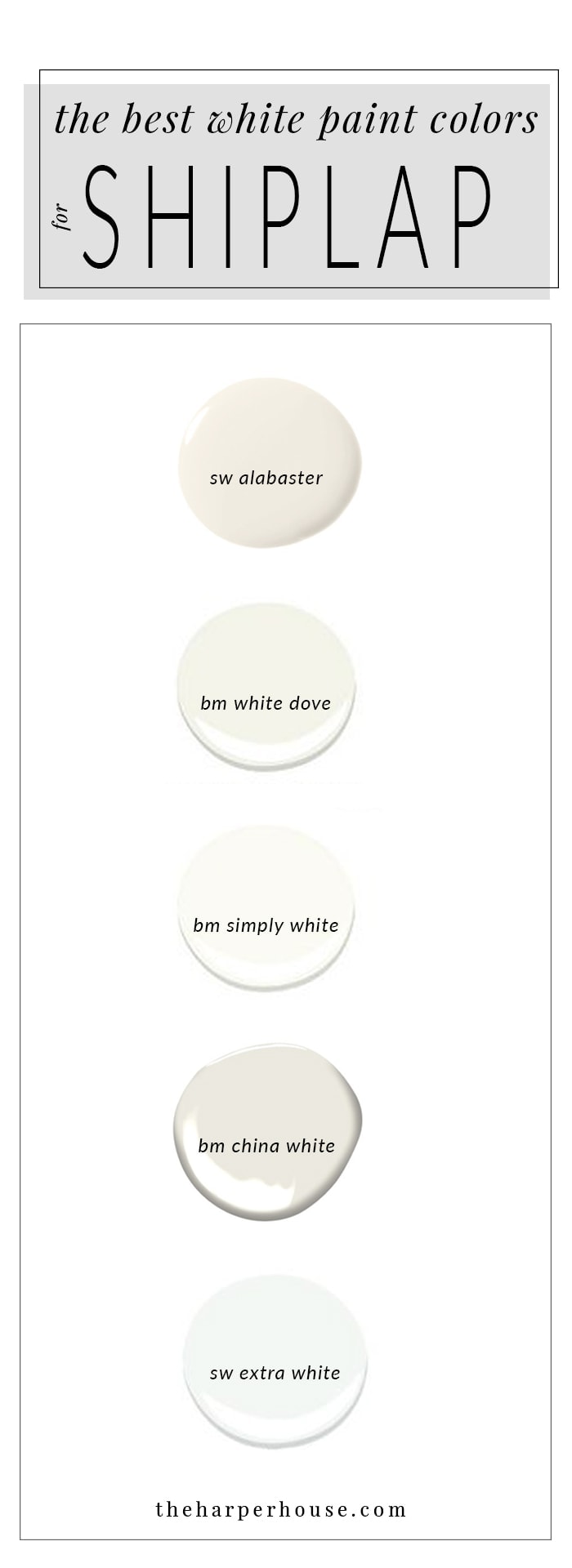 best white paint colors to paint shiplap; sherwin williams alabaster | www.theharperhouse.com