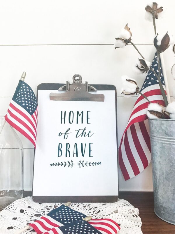 Patriotic Free Printable - Home of the Brave | The Harper House