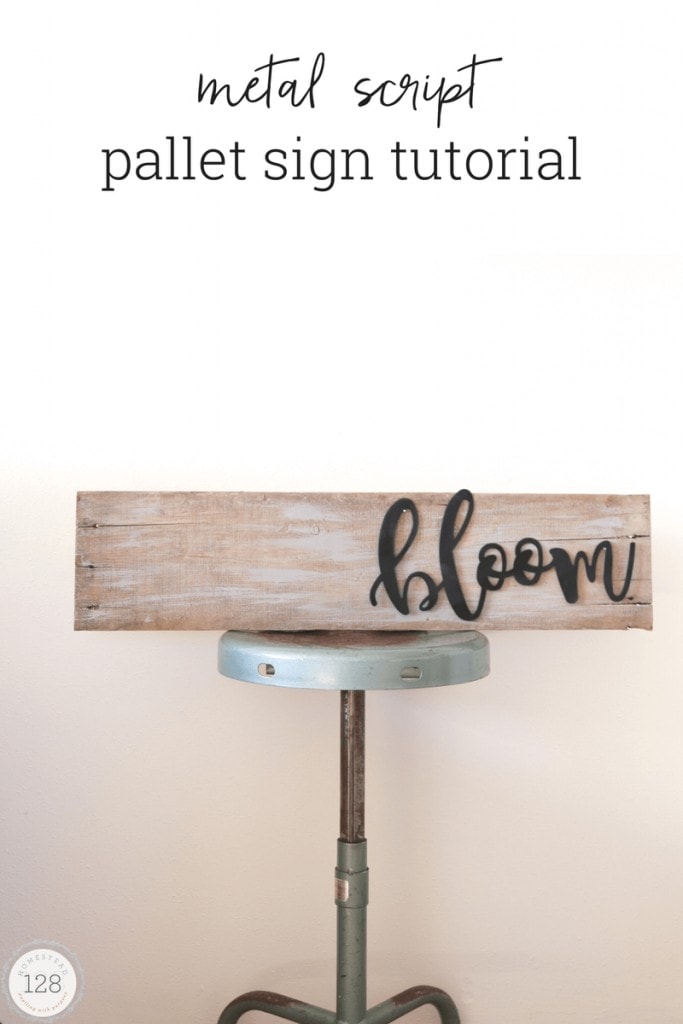 A metal script pallet sign tutorial has both a modern and rustic look.