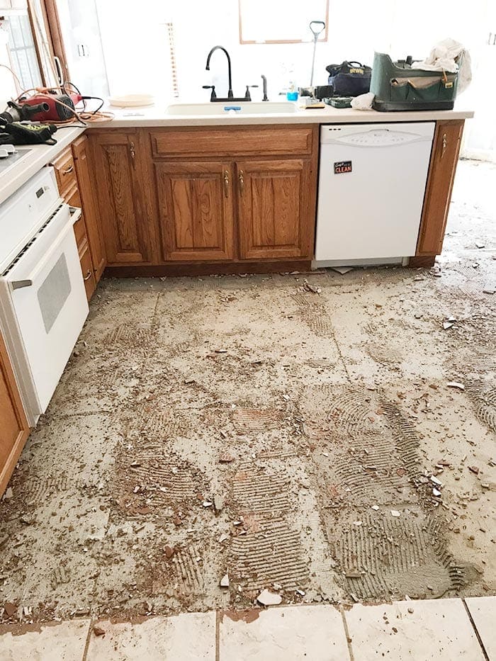 How To Remove Tile Floors The Harper, How Do You Replace Kitchen Floor Tiles Without Removing Cabinets