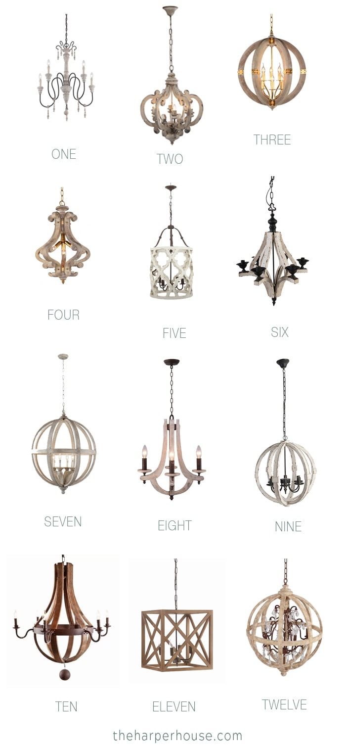 Wood Chandelier Lighting Round Up for 2018 - where to find affordable wood chandeliers to fit every budget. #farmhouse #fixerupper #fixerupperstyle #lighting