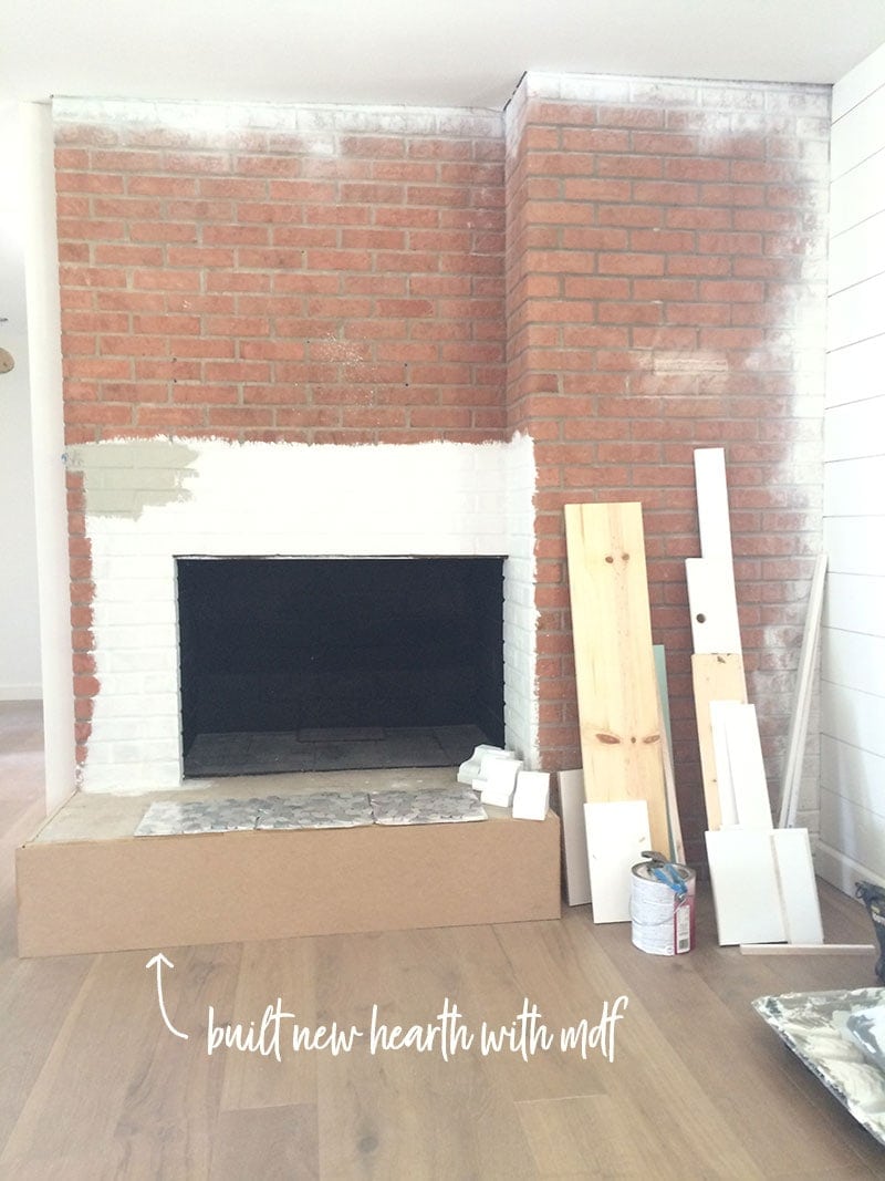 brick fireplace makeover before