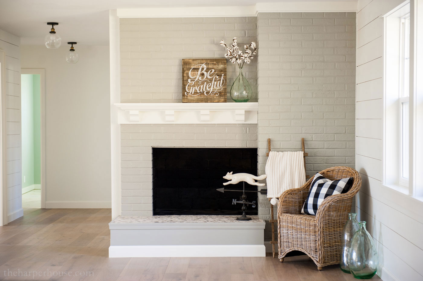 painted brick fireplace makeover reveal