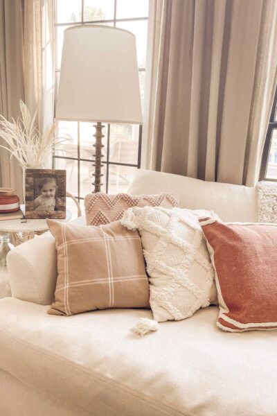 walmart fall pillows in ivory, beige, and rust